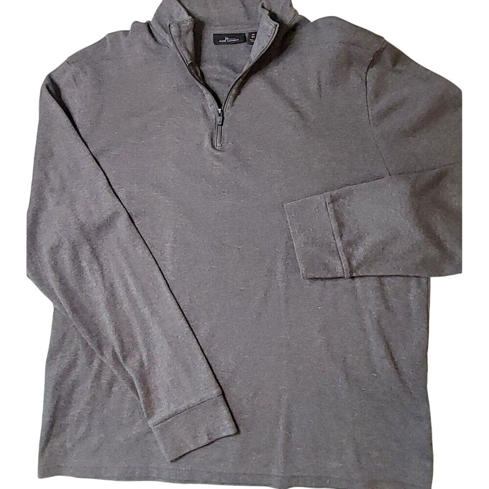 Marc Anthony Mens Gray 1/4 Zip Long Sleeve Pullover Casual Shirt #40C